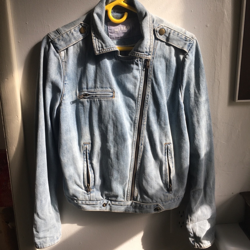 Gap moto-style denim jacket in light wash